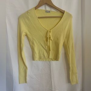 Fashion Nova Front Tied Ribbed Cropped Cardigan - fits M/L